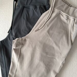 Two Pairs of Alphalete Joggers - Charcoal and Beige